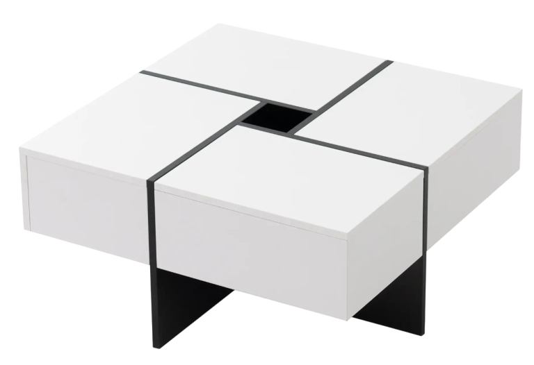 Round grey tabletop with a black, geometric metal base. Round grey tabletop with a black, geometric metal base.