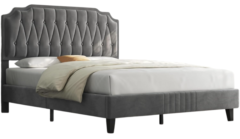 Round grey tabletop with a black, geometric metal base. Round grey tabletop with a black, geometric metal base.